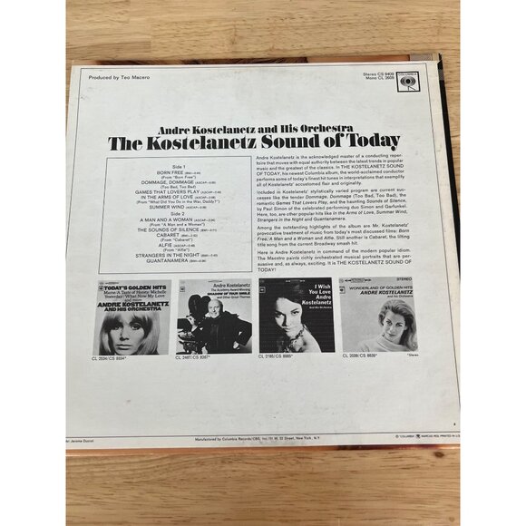 The Kostelanetz Sound Of Today Vinyl Album CS 9409 Vintage 1960s Album - Picture 4 of 4